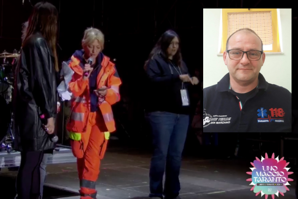 Il ricordo del soccorritore manduriano sul palco dell'Uno Maggio di Taranto IL VIDEO