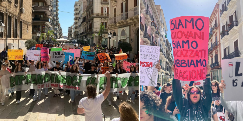 I ragazzi a Taranto per lo sciopero globale per il clima e la pace