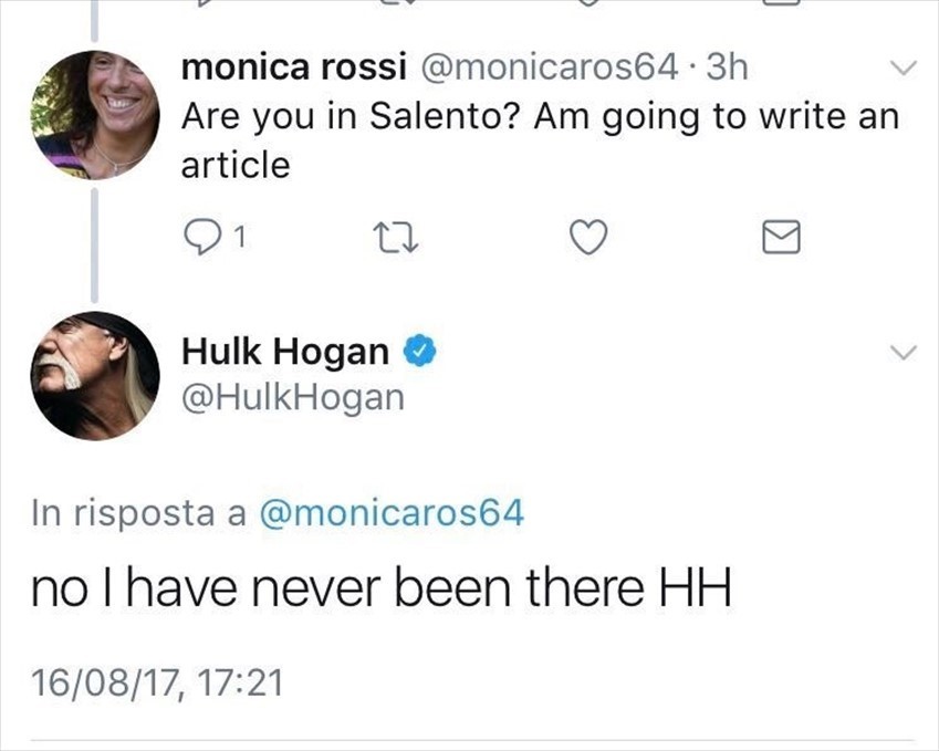 La chat di Hulk Hogan con la nostra giornalista Monica Rossi
