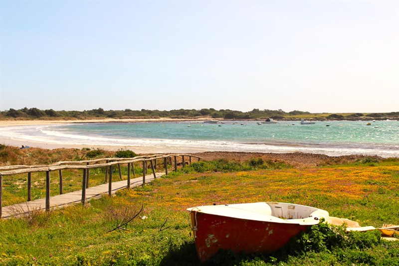 Insenatura con spiaggetta di Torre Colimena, marina di Manduria, marzo 2024 