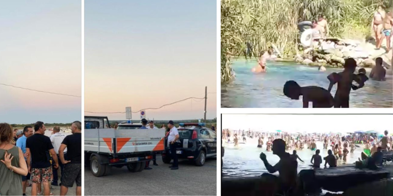 La protesta a Colimena e il fiume Chidro affollato La protesta a Colimena e il fiume Chidro affollato