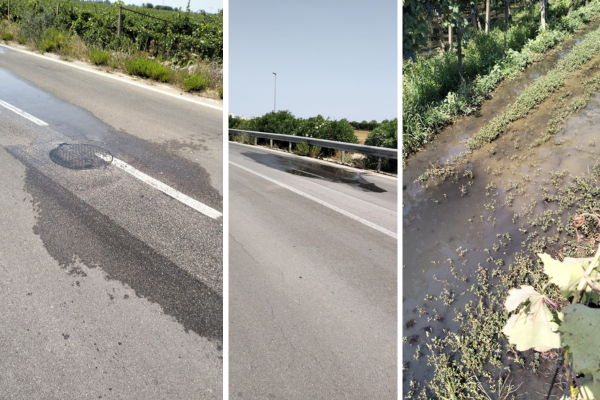 Liquami sulla pista pedociclabile e nei vigneti: ancora emergenza ambientale sulla strada per Uggiano Montefusco