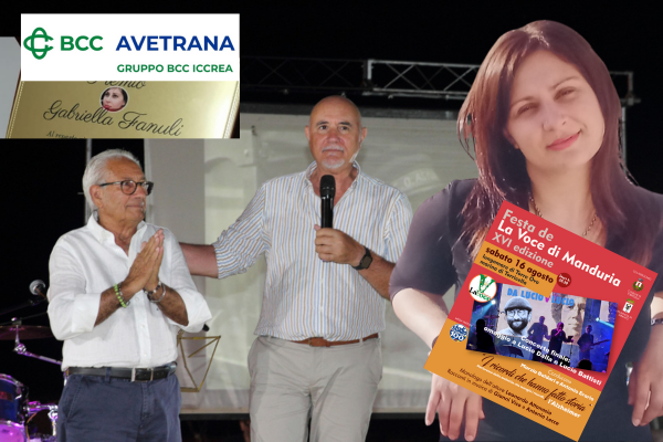 La Bcc di Avetrana sostiene con un assegno di 500 euro il "Premio Gabriella Fanuli"