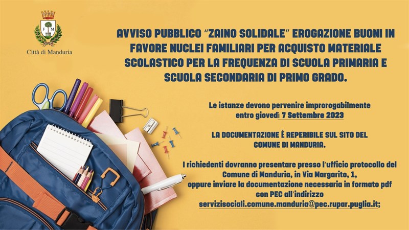 Zaino solidale, 175 aventi diritto ma solo 46 avranno il buono