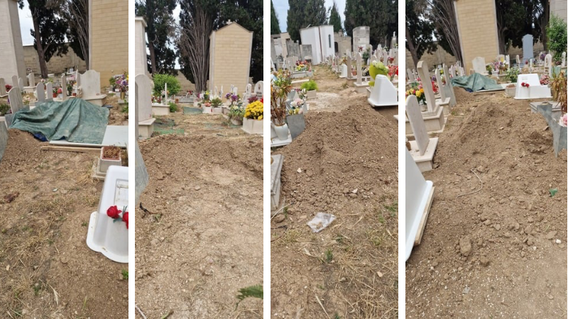 Cimitero come un campo di guerra, impraticabile e vergognoso