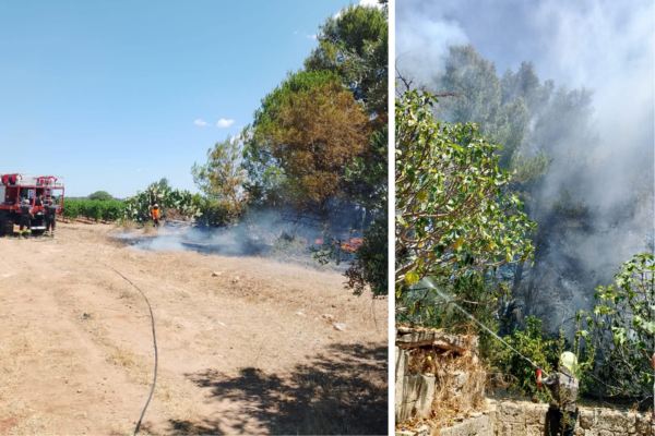 Incendio alla periferia di Oria