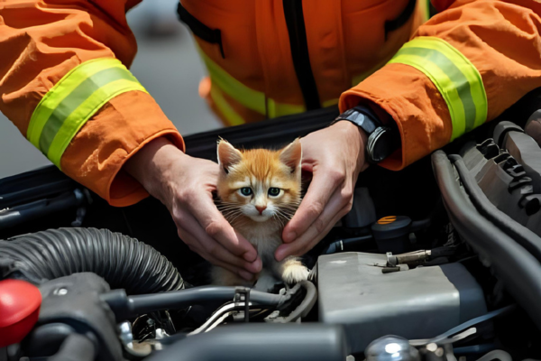 Gattino impaurito salvato dai vigili del fuoco 