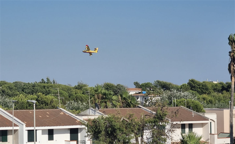 Incendio tra Campomarino e San Pietro in Bevagna, in volo i canadair 