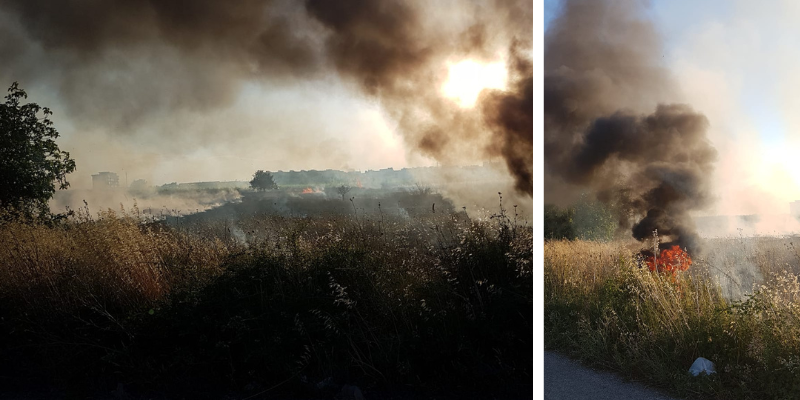 L'incendio nel vicinale Creta