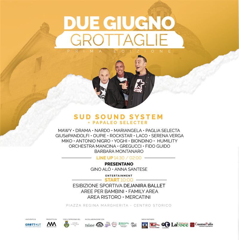 I Sud Sound System, Fido Guido e tanti altri artisti al "Due Giugno" di Grottaglie