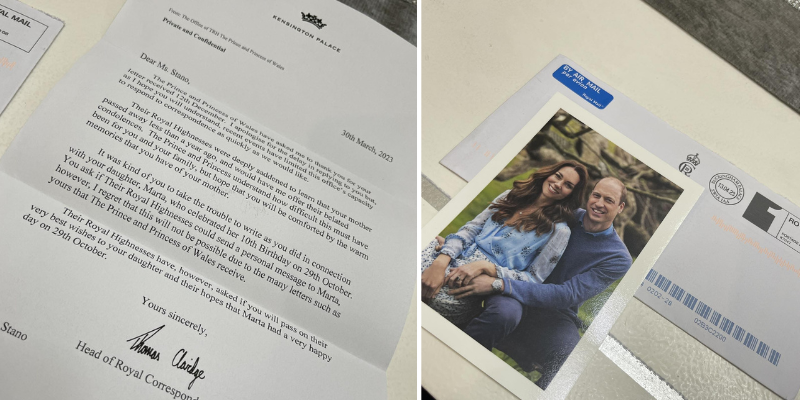 La lettera di Kate e William La lettera di Kate e William