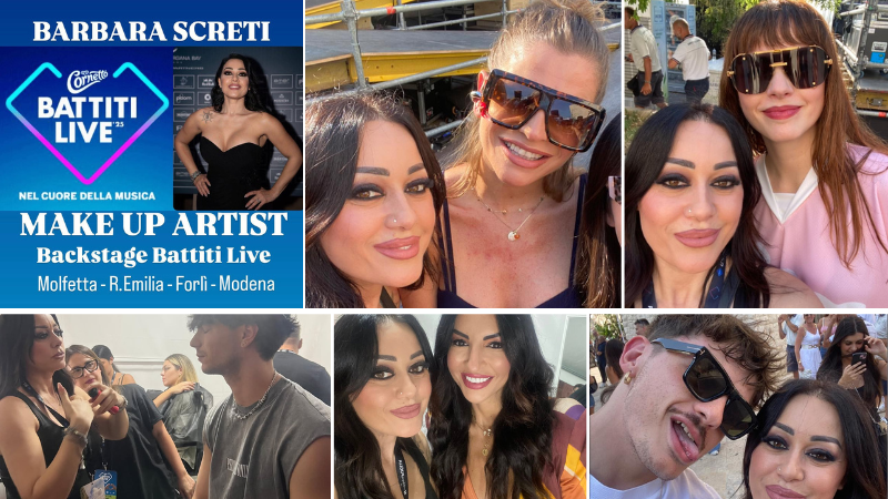 La make-up artist Barbara Screti nel backstage di Battiti Live