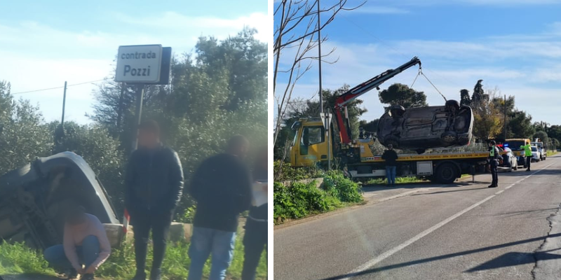 Auto nella scarpata nel solito tratto in contrada Cardinale-Pozzi