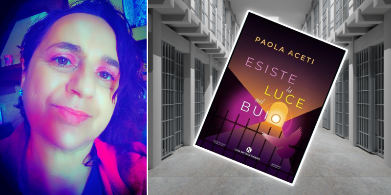 Paola Aceti con la copertina del suo libro Paola Aceti con la copertina del suo libro