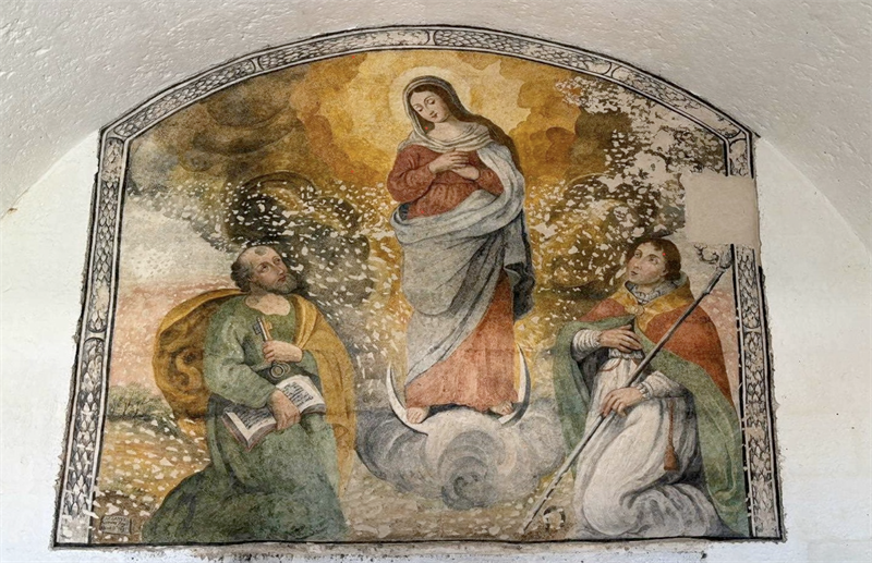 L’antico affresco della cappella della masseria Cuturi L’antico affresco della cappella della masseria Cuturi