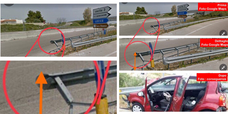 Il guardrail immortalato da Google Maps Il guardrail immortalato da Google Maps