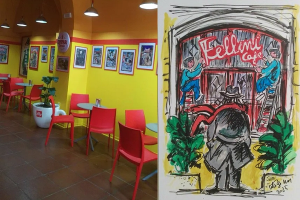 L’arte di Toto Dinoi ricolora il Caffè Fellini