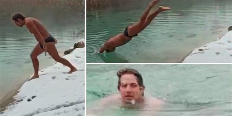 Il tuffo nel Chidro sotto la neve Il tuffo nel Chidro sotto la neve