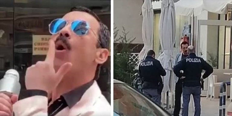 Piero Venery fermato dalla polizia in Piazza Garibaldi Piero Venery fermato dalla polizia in Piazza Garibaldi