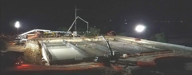 Lavori notturni nel cantiere del depuratore a Urmo Lavori notturni nel cantiere del depuratore a Urmo
