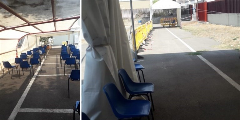 Sedie vuote ieri al centro vaccinale di Manduria