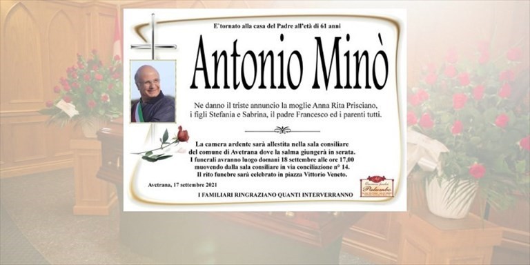 Camera ardente Antonio Minò Camera ardente Antonio Minò