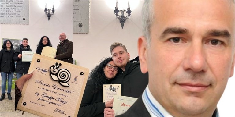 La famiglia e gli amici di Giuseppe Maggi al ritiro del premio La famiglia e gli amici di Giuseppe Maggi al ritiro del premio