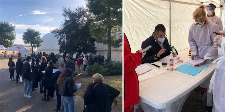 La fila per il tampone gratuito a Maruggio La fila per il tampone gratuito a Maruggio