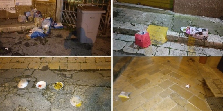 Rifiuti nel centro storico di Manduria