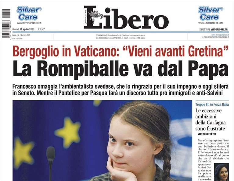 La copertina di Libero