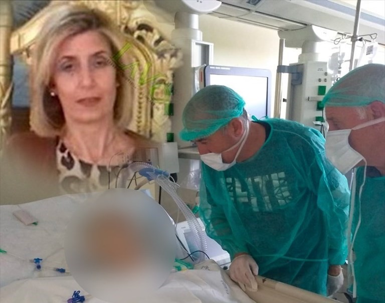 Il marito con Annamaria Massafra in ospedale Il marito con Annamaria Massafra in ospedale