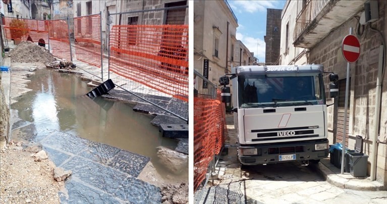 Il cantiere che blocca il transito