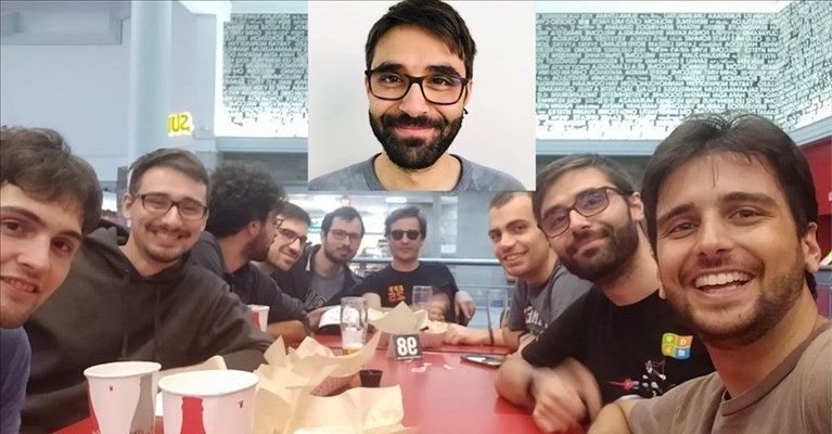 Giulio De Pasquale con la squadra «mHACKeroni» Giulio De Pasquale con la squadra «mHACKeroni»