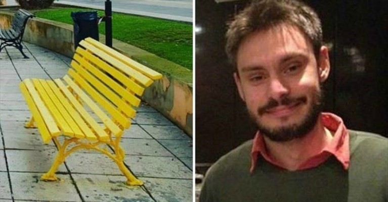 Una panchina gialla per Giulio Regeni Una panchina gialla per Giulio Regeni