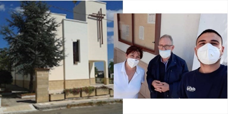 Don Tommaso con i due benefattori Don Tommaso con i due benefattori