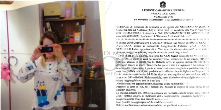 Sara Scazzi e la denuncia della sua scomparsa Sara Scazzi e la denuncia della sua scomparsa